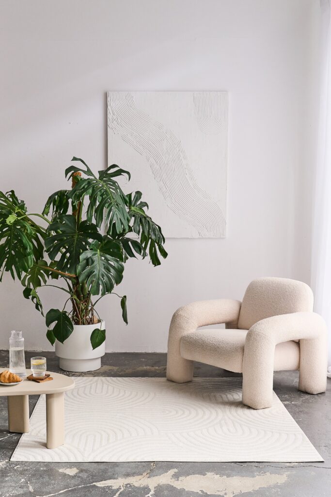 Tappeto Hygge Quadrato Bianco Sporco Ovali