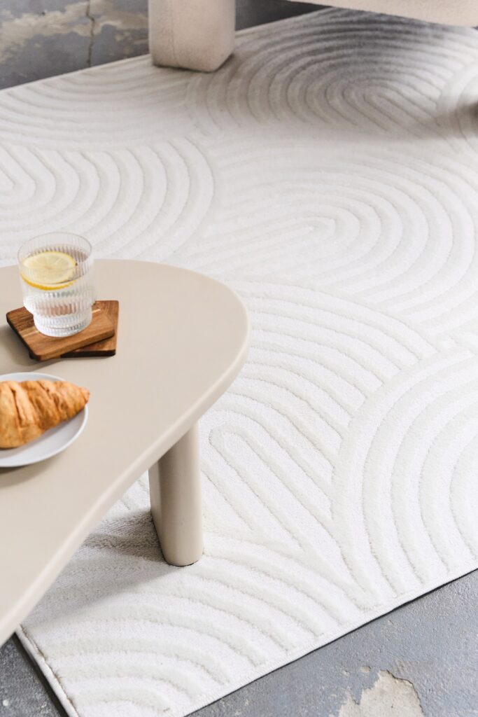 Tappeto Hygge Quadrato Bianco Sporco Ovali