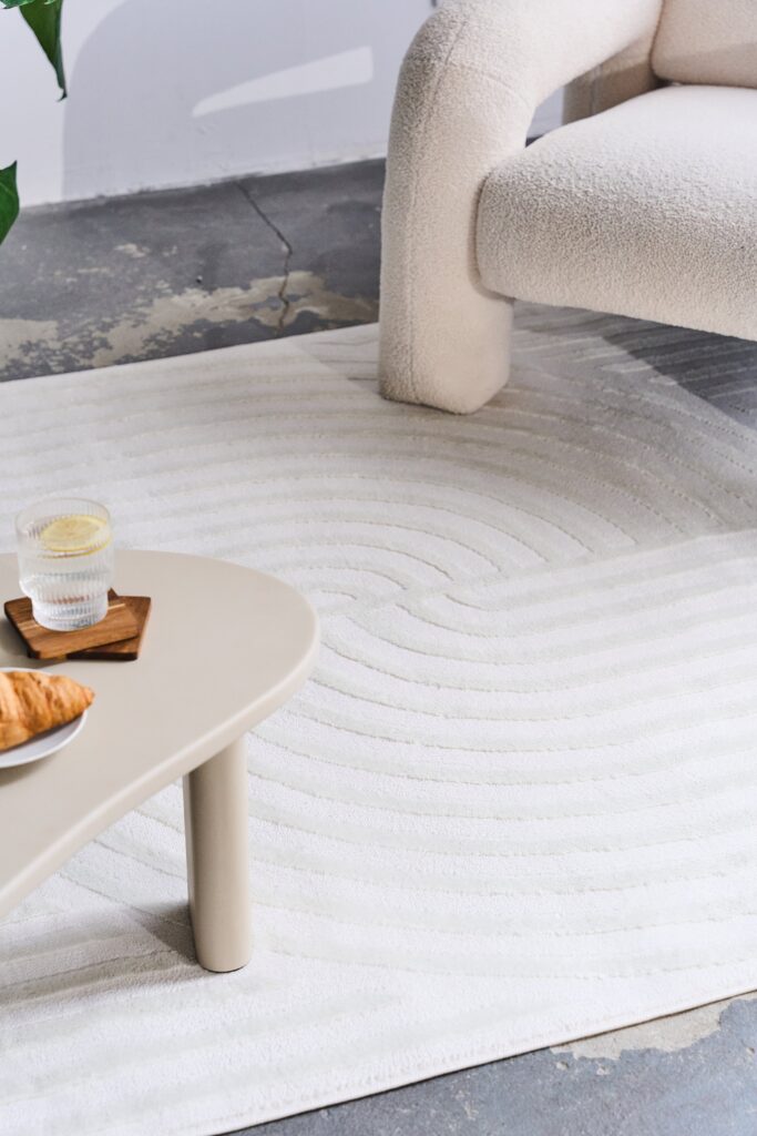 Tappeto Hygge Quadrato Bianco Sporco Linee