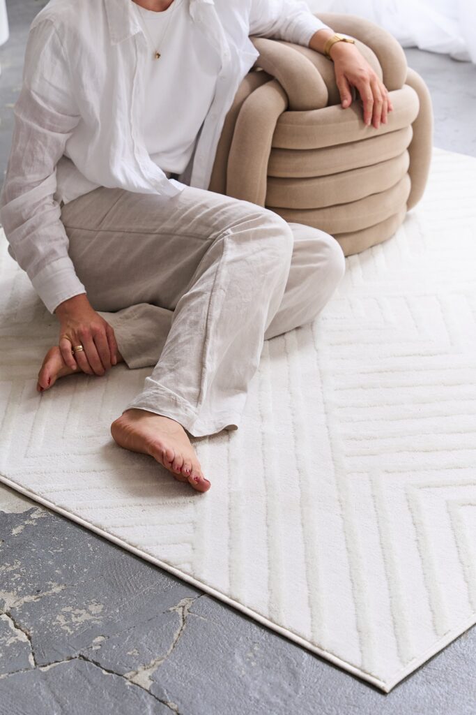 Tappeto Hygge Quadrato Bianco Sporco Rombi