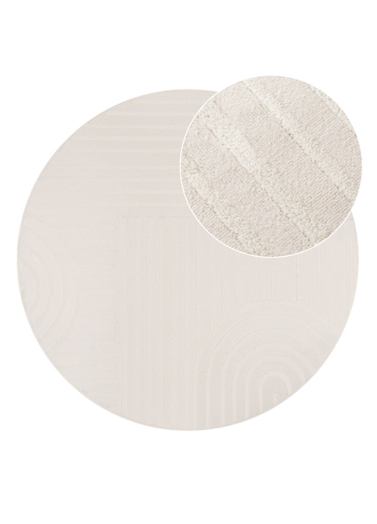 Tappeto Hygge Rotondo Bianco Sporco Geometrico