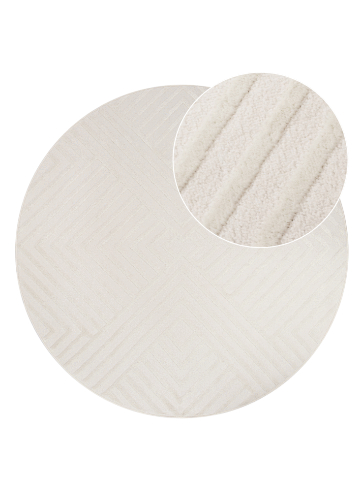 Tappeto Hygge Rotondo Bianco Sporco a Rombi