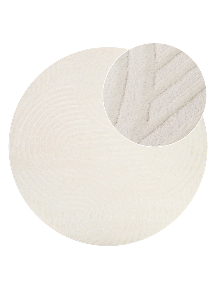 Tappeto Hygge Rotondo Bianco Sporco Moderno