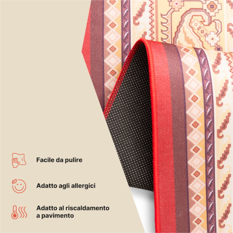Tappeto Nora Rosso Classico Antiscivolo