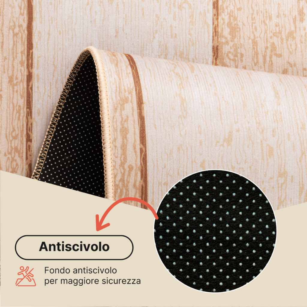 Tappeto Nora Marrone con Cornice Antiscivolo