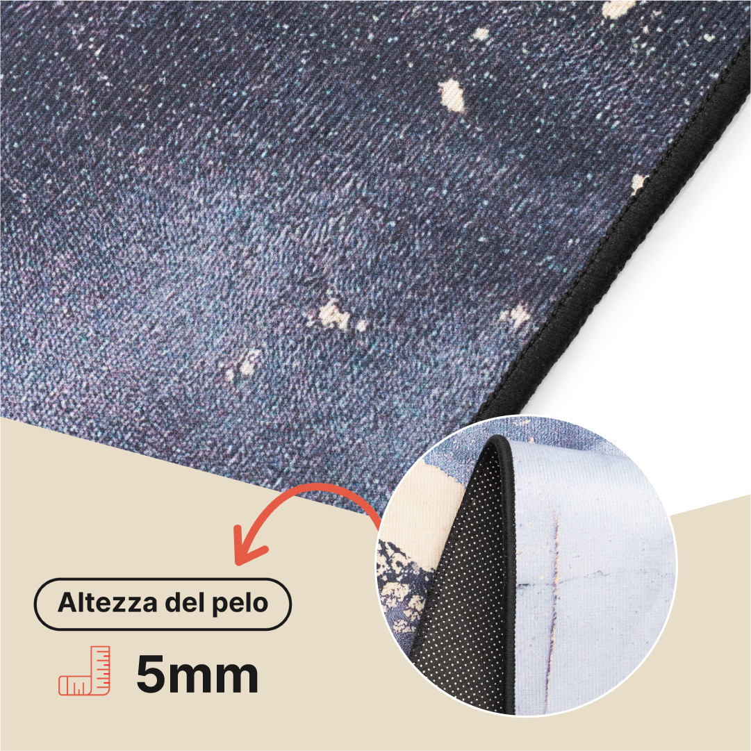 Tappeto Nora Grigio Blu Marino Marmo Antiscivolo
