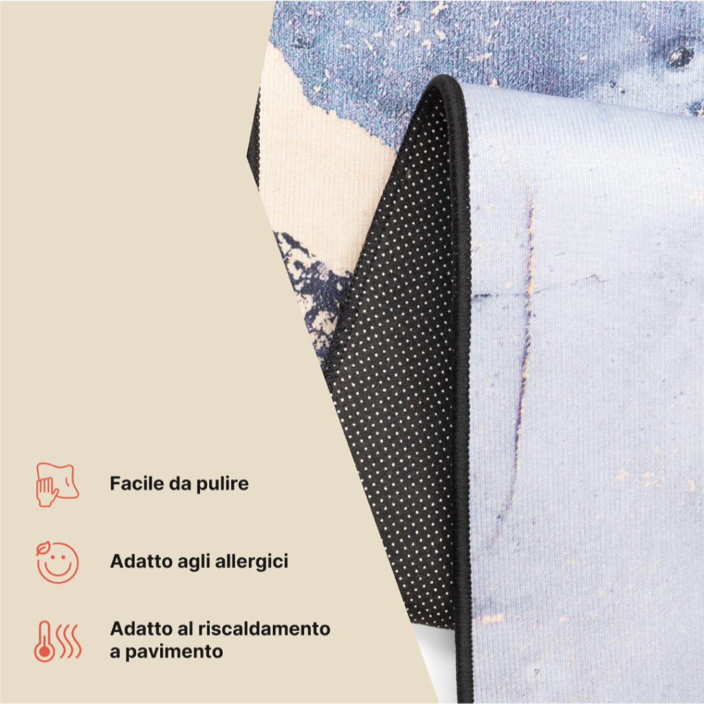 Tappeto Nora Grigio Blu Marino Marmo Antiscivolo