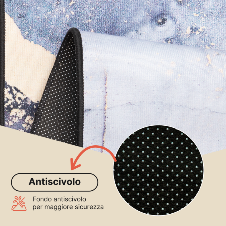 Tappeto Nora Grigio Blu Marino Marmo Antiscivolo