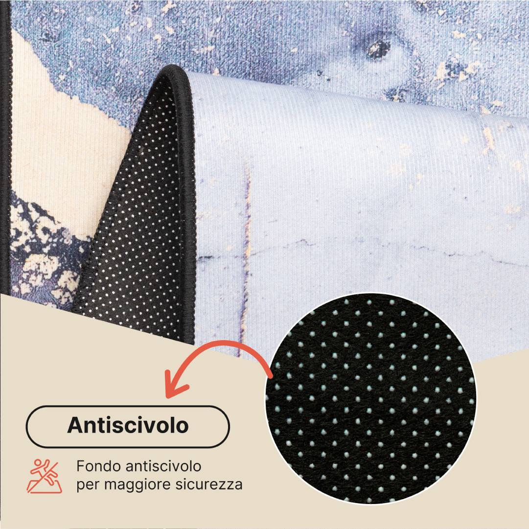 Tappeto Nora Grigio Blu Marino Marmo Antiscivolo