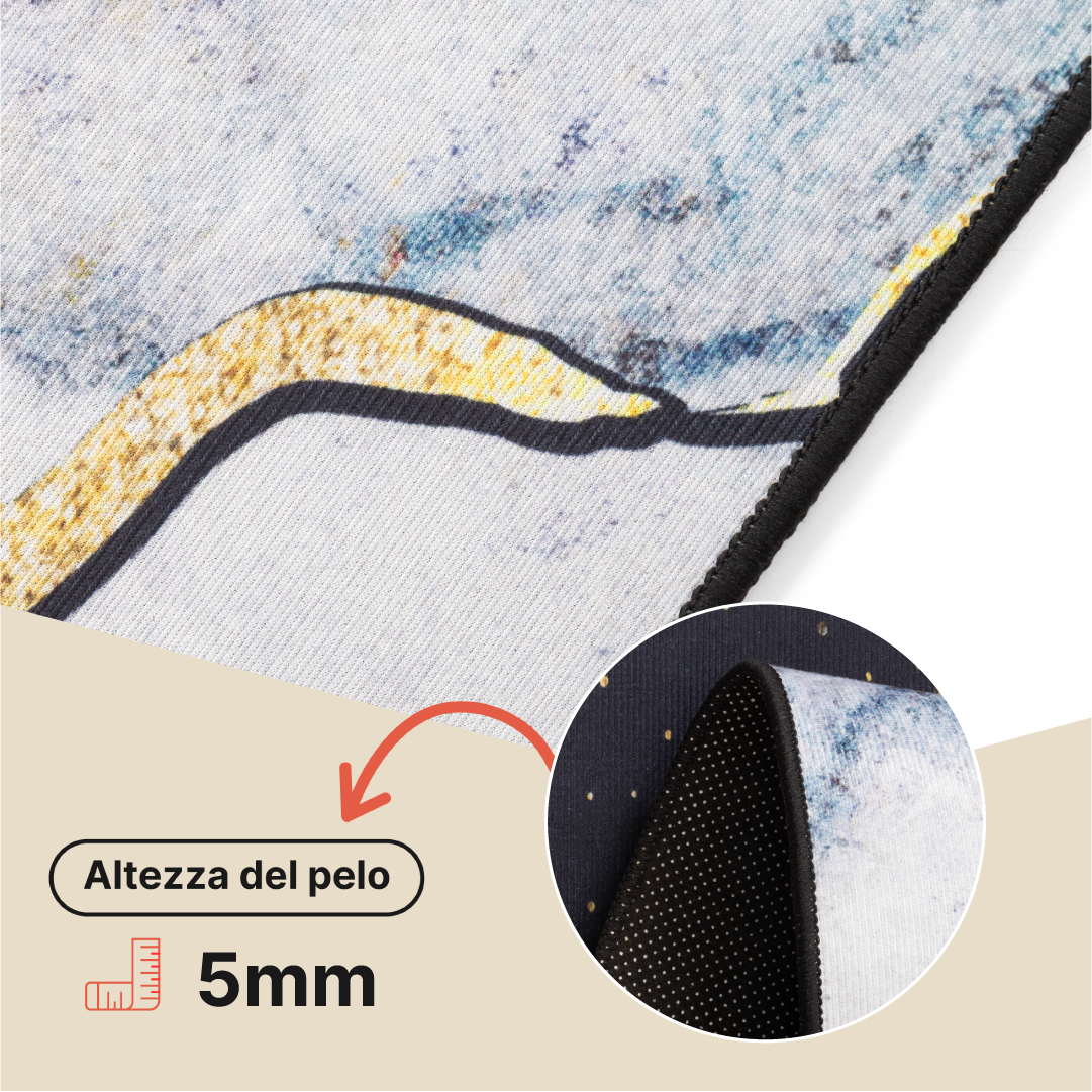 Tappeto Nora Blu Marino Grigio Marmo Antiscivolo