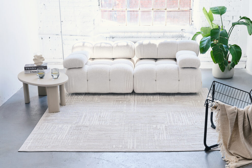Tappeto Trend Quadrato Beige Moderno a Linee
