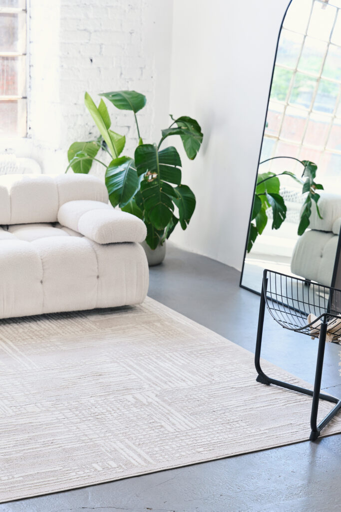 Tappeto Trend Quadrato Beige Moderno a Linee