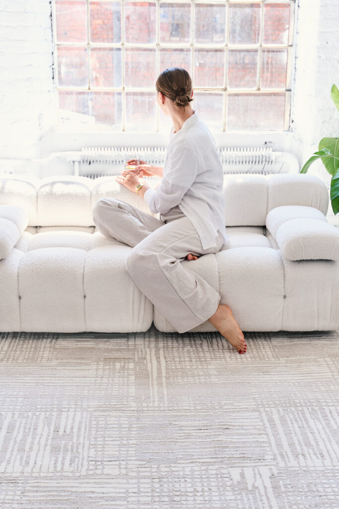 Tappeto Trend Quadrato Beige Moderno a Linee