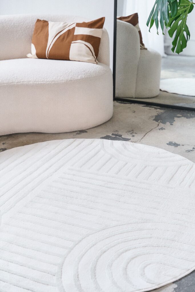 Tappeto Hygge Rotondo Bianco Sporco Geometrico