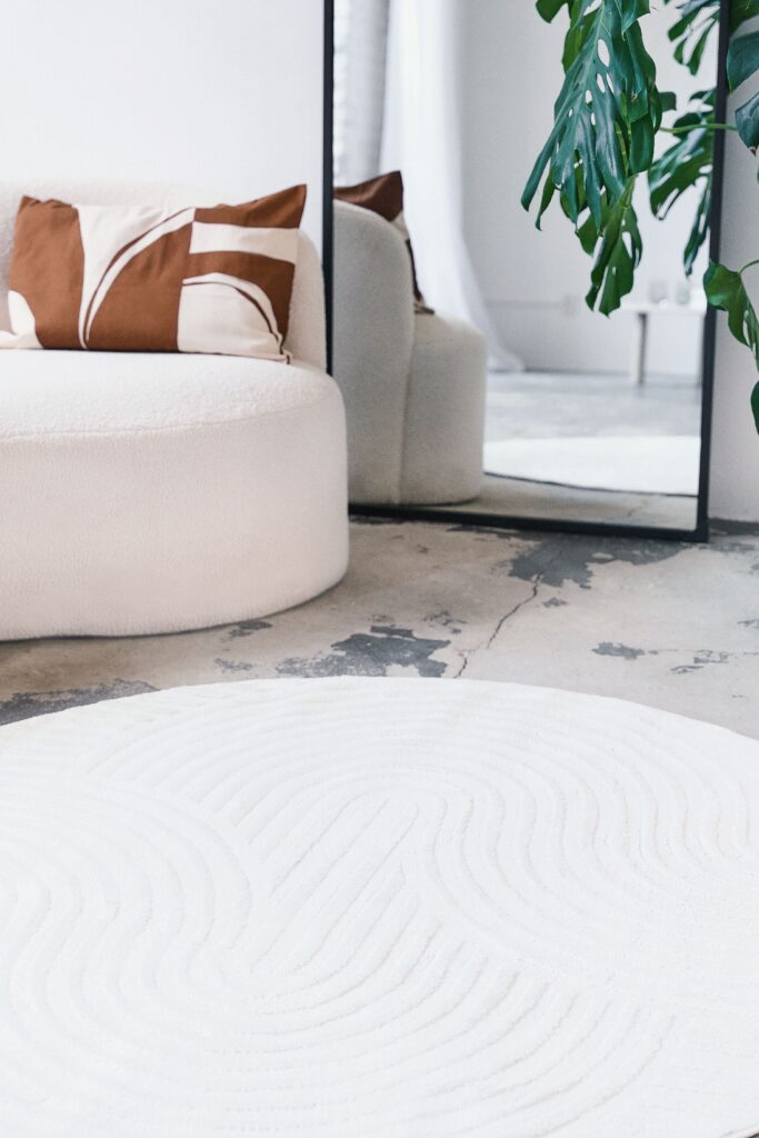 Tappeto Hygge Rotondo Bianco Sporco Moderno