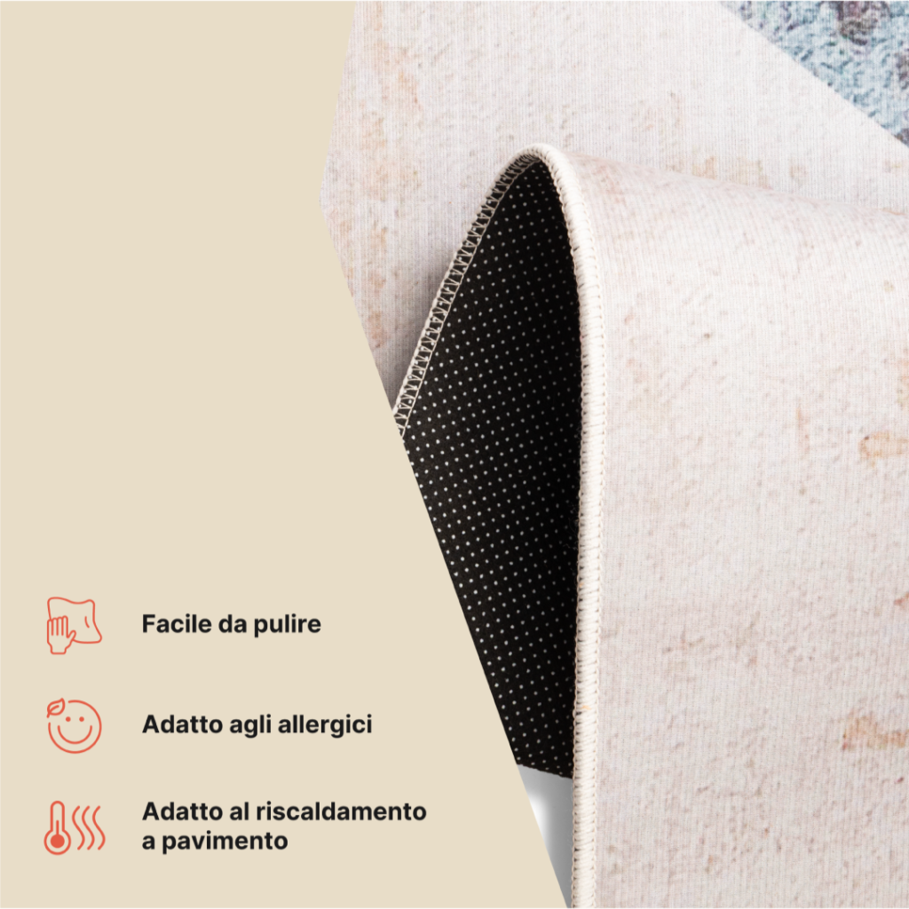 Tappeto Nora Beige Grigio Antiscivolo