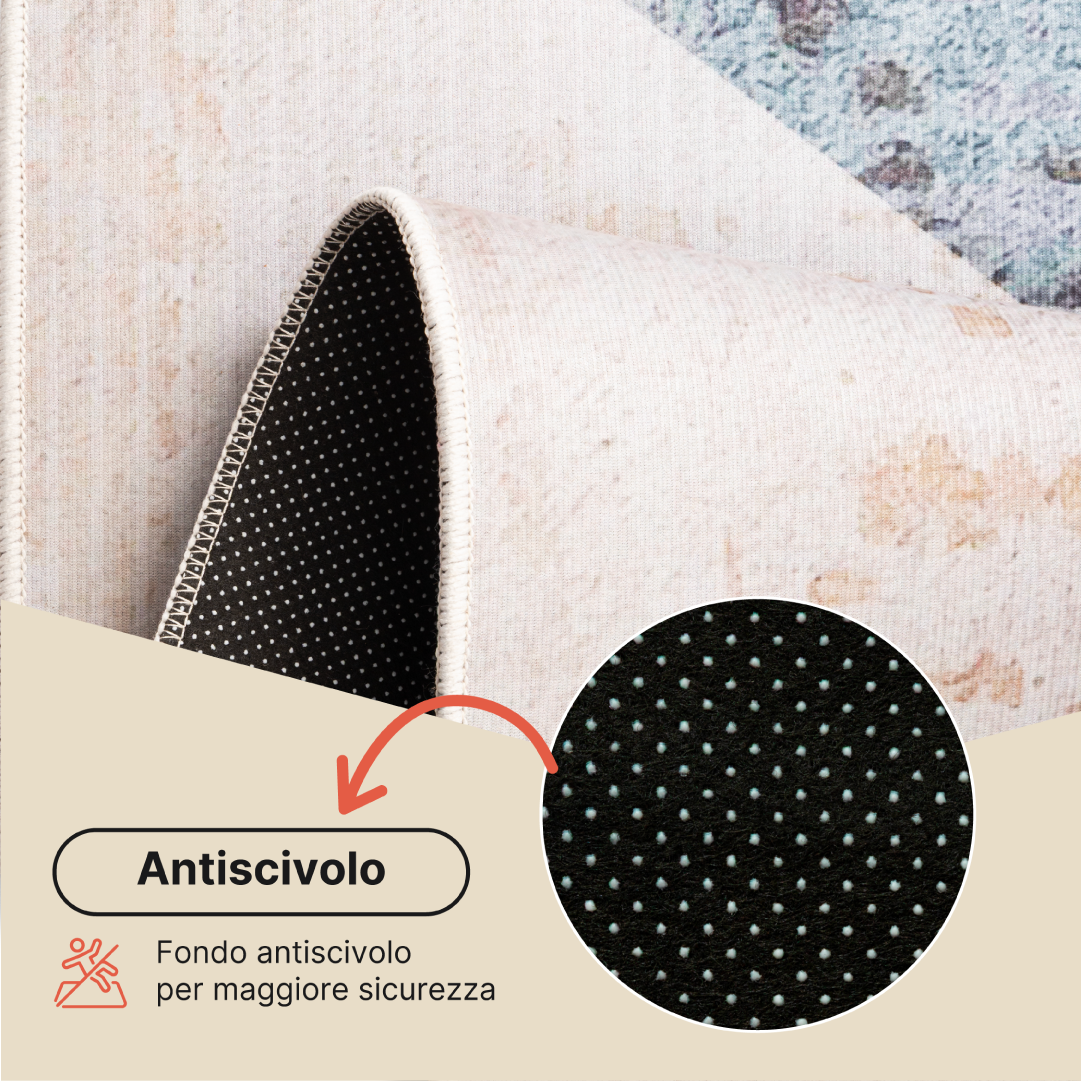 Tappeto Nora Beige Grigio Antiscivolo