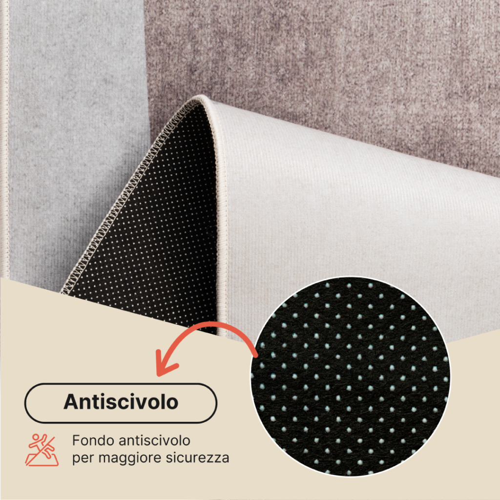 Tappeto Nora Grigio Astratto Antiscivolo