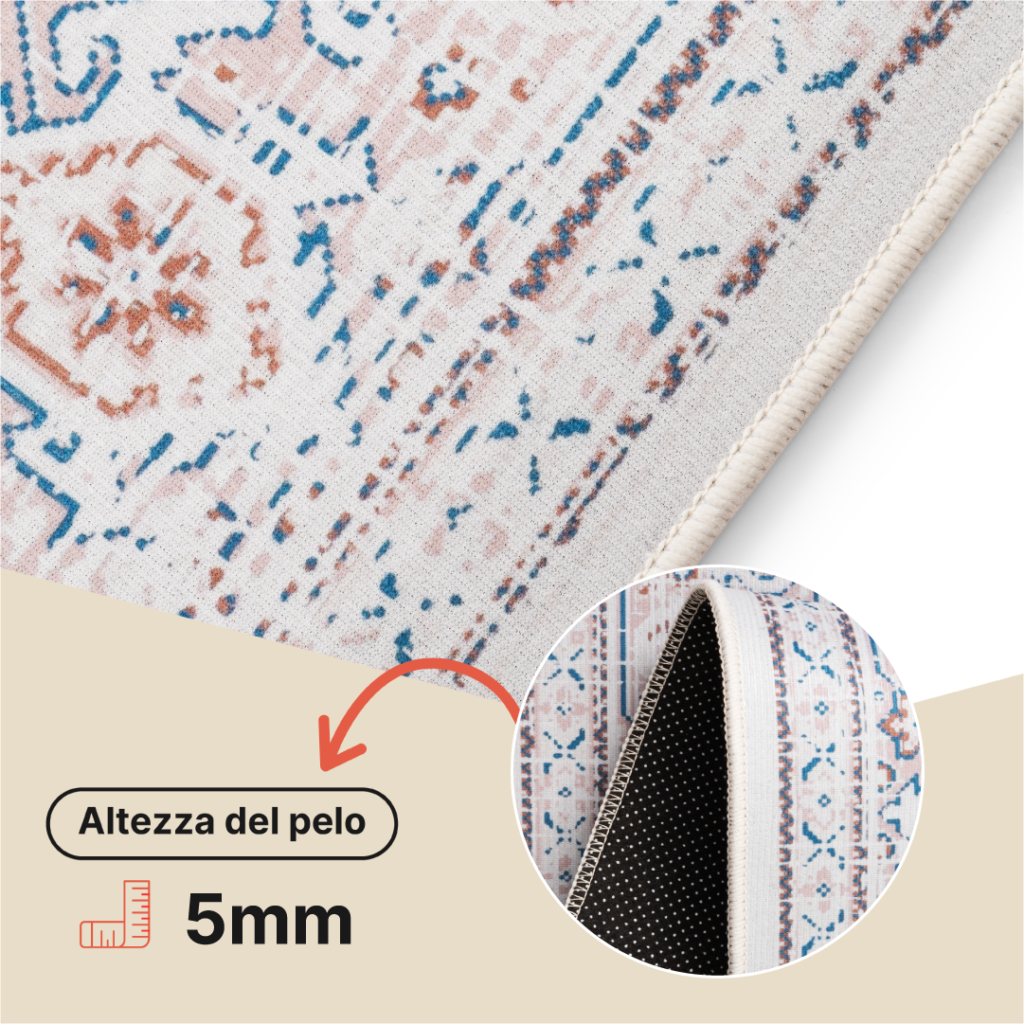 Tappeto Nora Crema Blu Antiscivolo