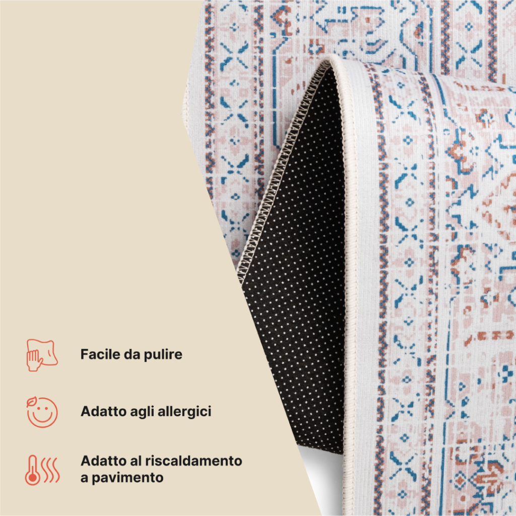 Tappeto Nora Crema Blu Antiscivolo