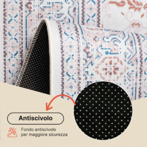 Tappeto Nora Crema Blu Antiscivolo