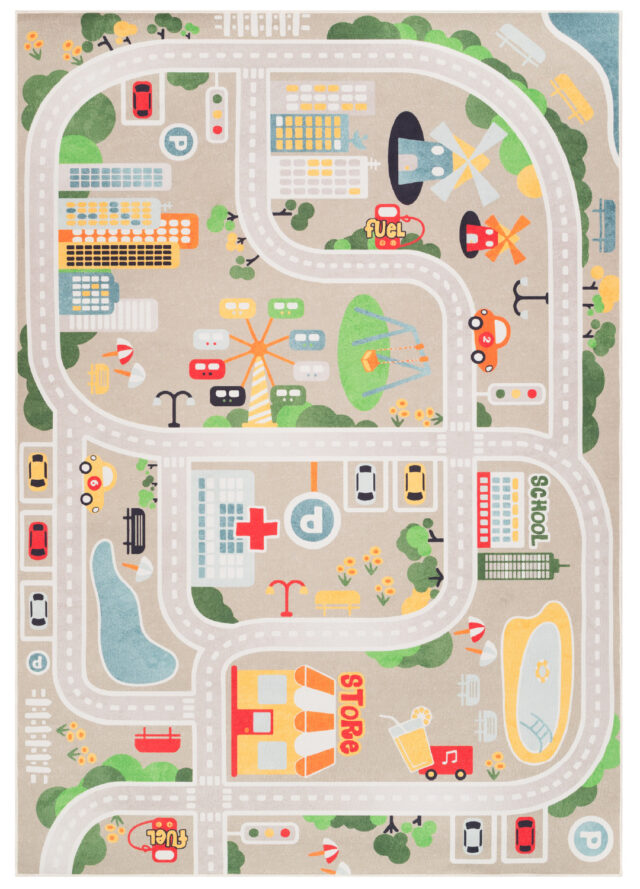 Tappeto Bambini Joy Beige Città Antiscivolo