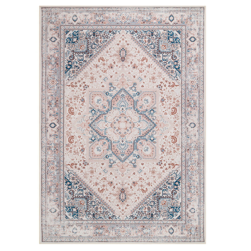 Tappeto Nora Crema Blu Antiscivolo