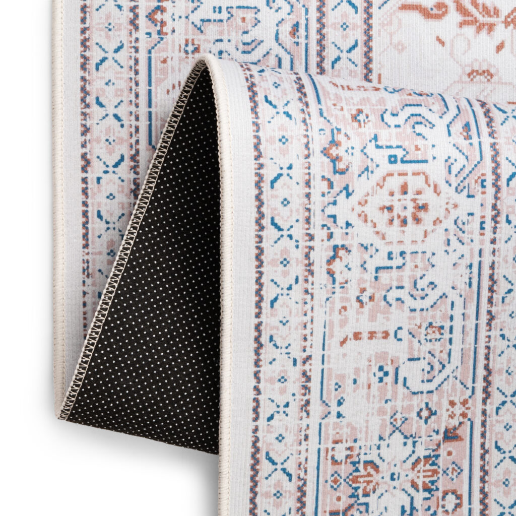 Tappeto Nora Crema Blu Antiscivolo