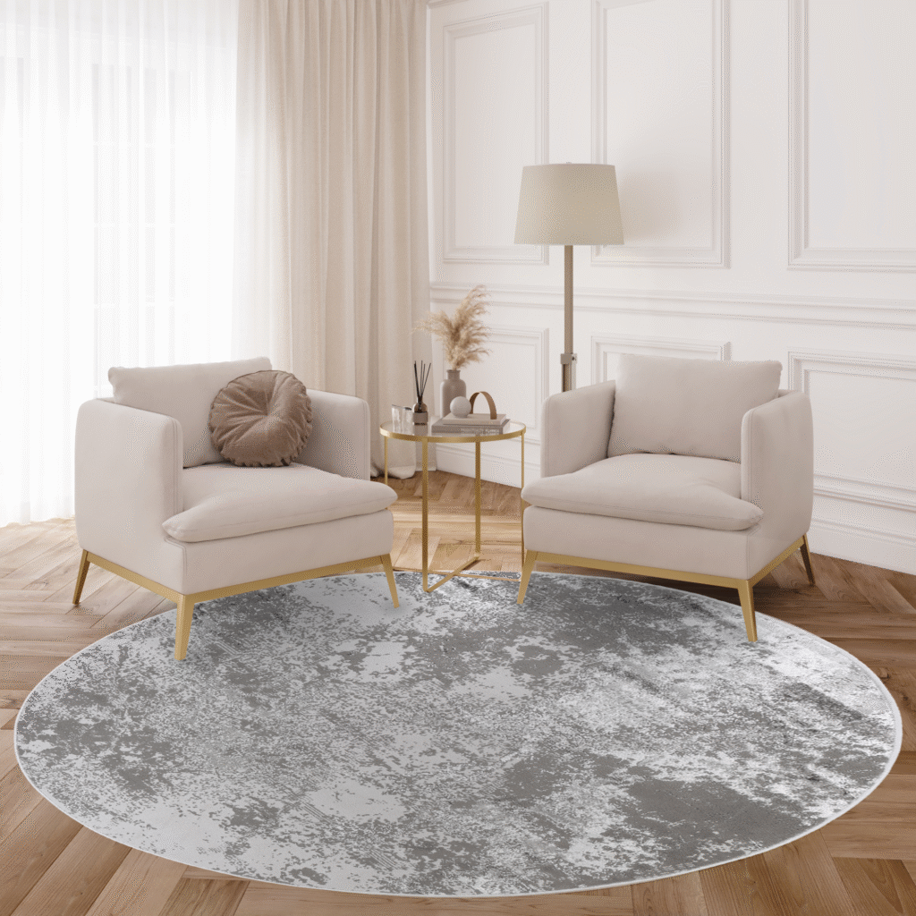 Tappeto Crystal Rotondo Grigio Chiaro Marmo