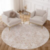 Tappeto Crystal Rotondo Marrone Crema Beige Linee