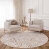 Tappeto Crystal Rotondo Marrone Crema Beige Linee