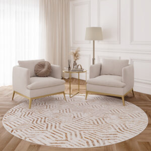 Tappeto Crystal Rotondo Marrone Crema Beige Linee