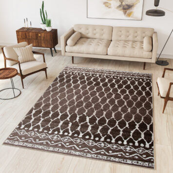 Tappeto Sari Moderno Marrone Ecrù Geometrico Rete