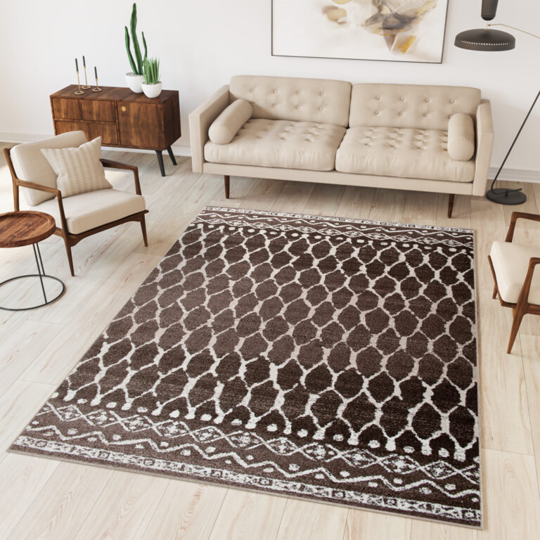 Tappeto Sari Moderno Marrone Ecrù Geometrico Rete