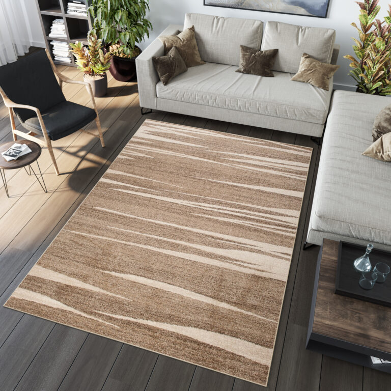 Tappeto Sari Moderno Beige Marrone  Astratto Onde