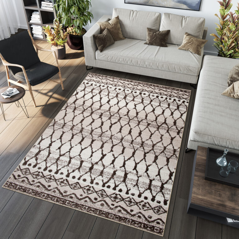 Tappeto Sari Moderno Marrone Beige Geometrico Rete
