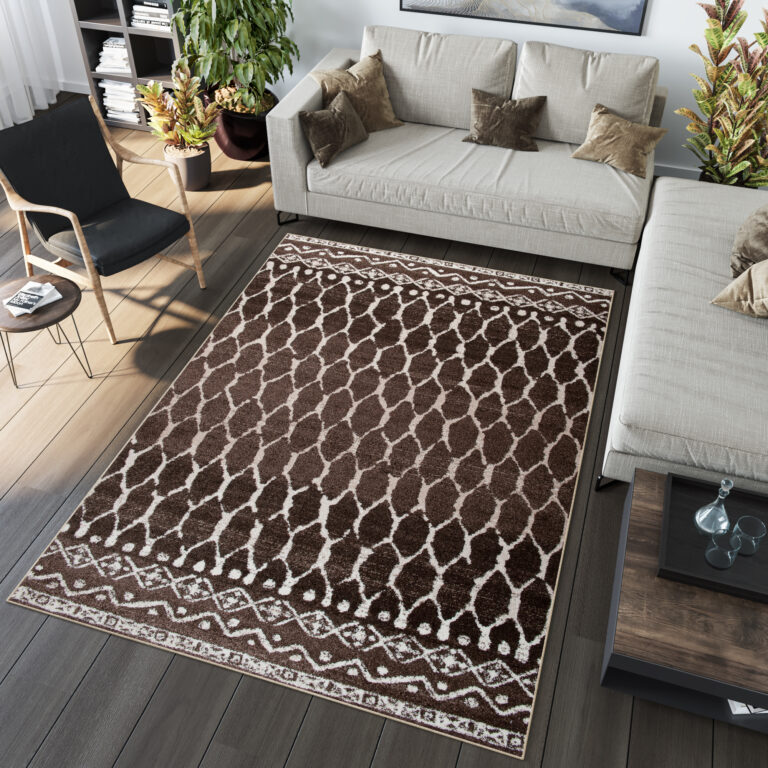 Tappeto Sari Moderno Marrone Ecrù Geometrico Rete