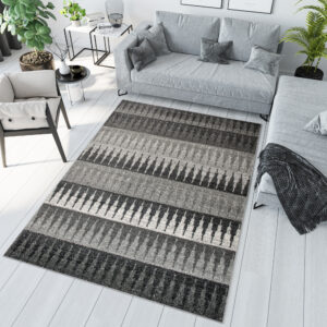 Tappeto Sari Moderno Sfumature di Grigio Geometrico Strisce