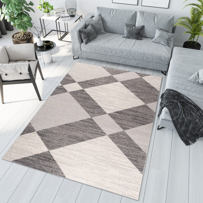Tappeto Sari Moderno Grigio Crema Geometrico Rete