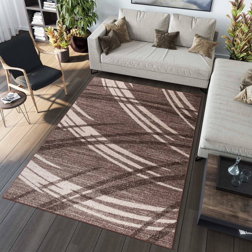 Tappeto Sari Moderno Marrone Beige Scuro Astratto