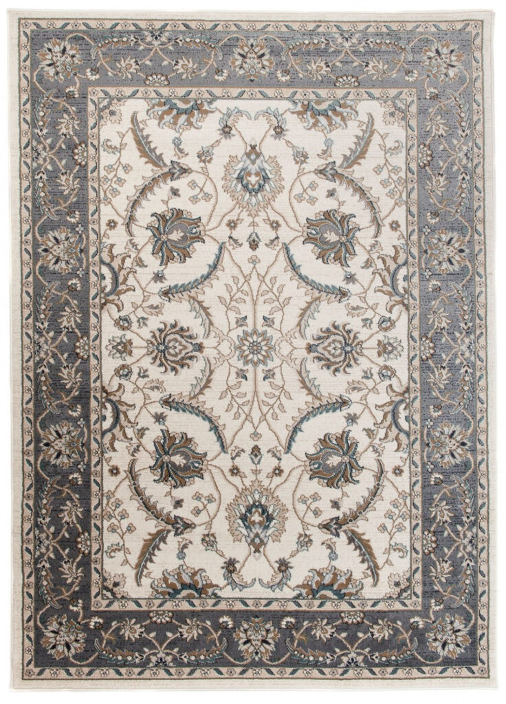 Tappeto Dubai Grigio Crema Tradizionale Classico Floreale