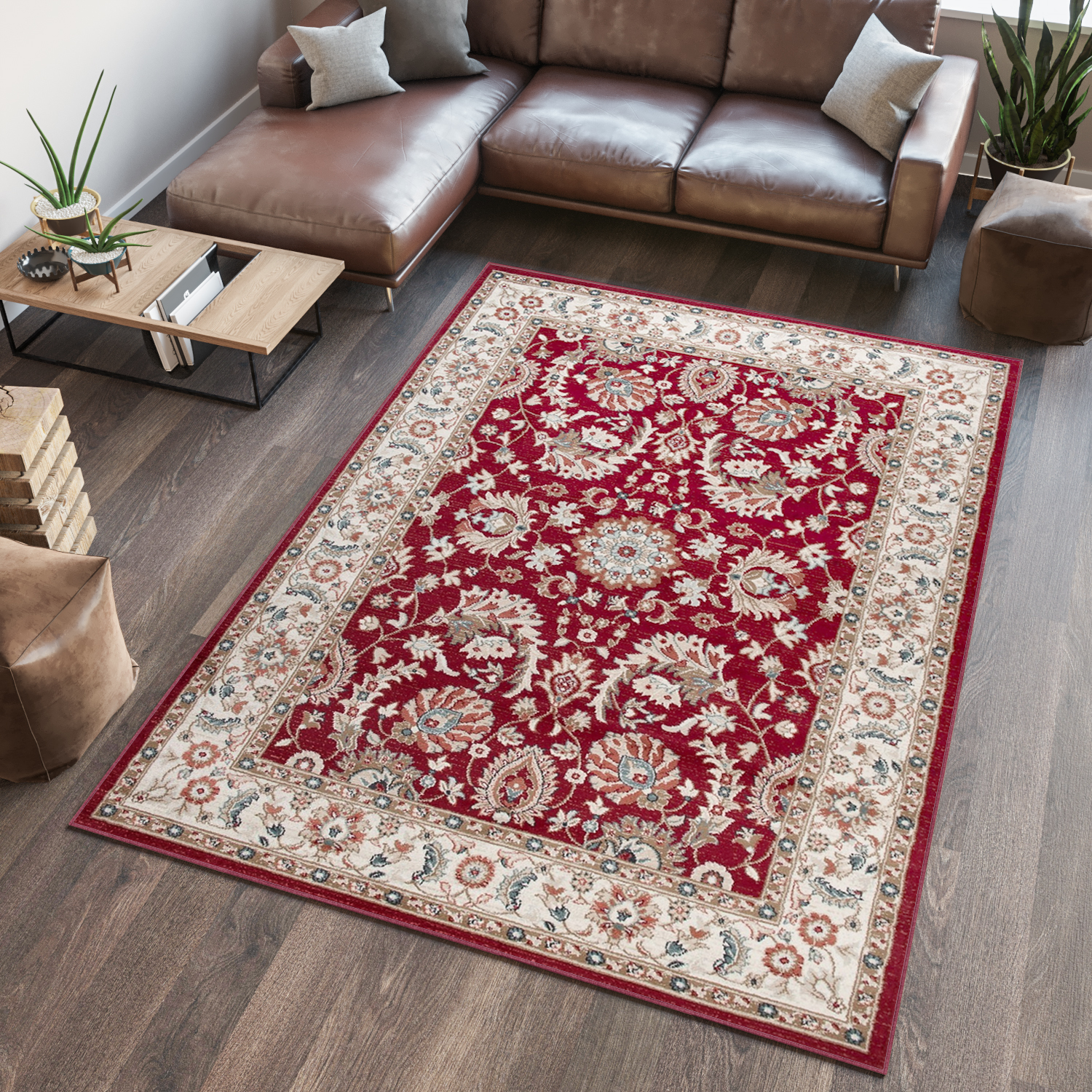 Tappeto Dubai Salotto Orientale Rosso Beige Crema Classico