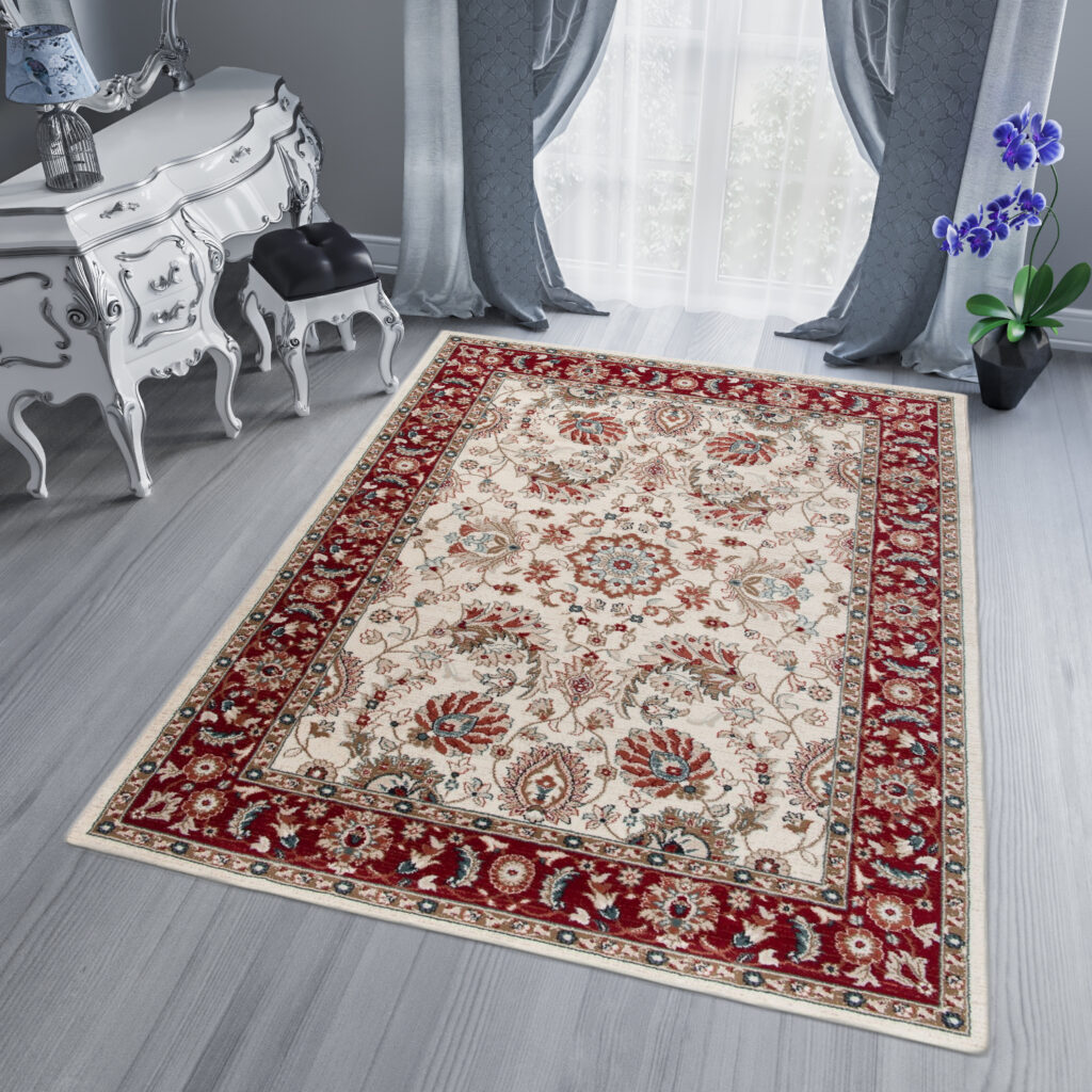Tappeto Dubai Orientale Rosso Crema Tradizionale Classico