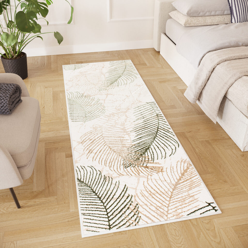 Passatoia Crystal Beige Verde Foglie