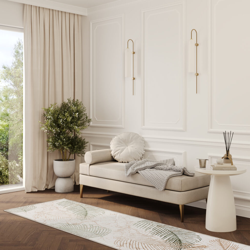 Passatoia Crystal Beige Verde Foglie