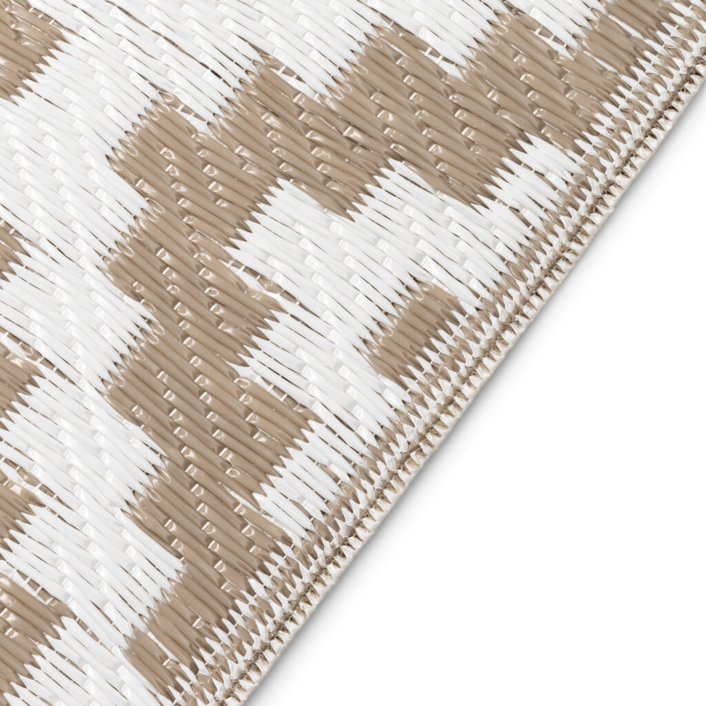 Tappeto Ibiza per Esterno Bifacciale Impermeabile Beige Bianco