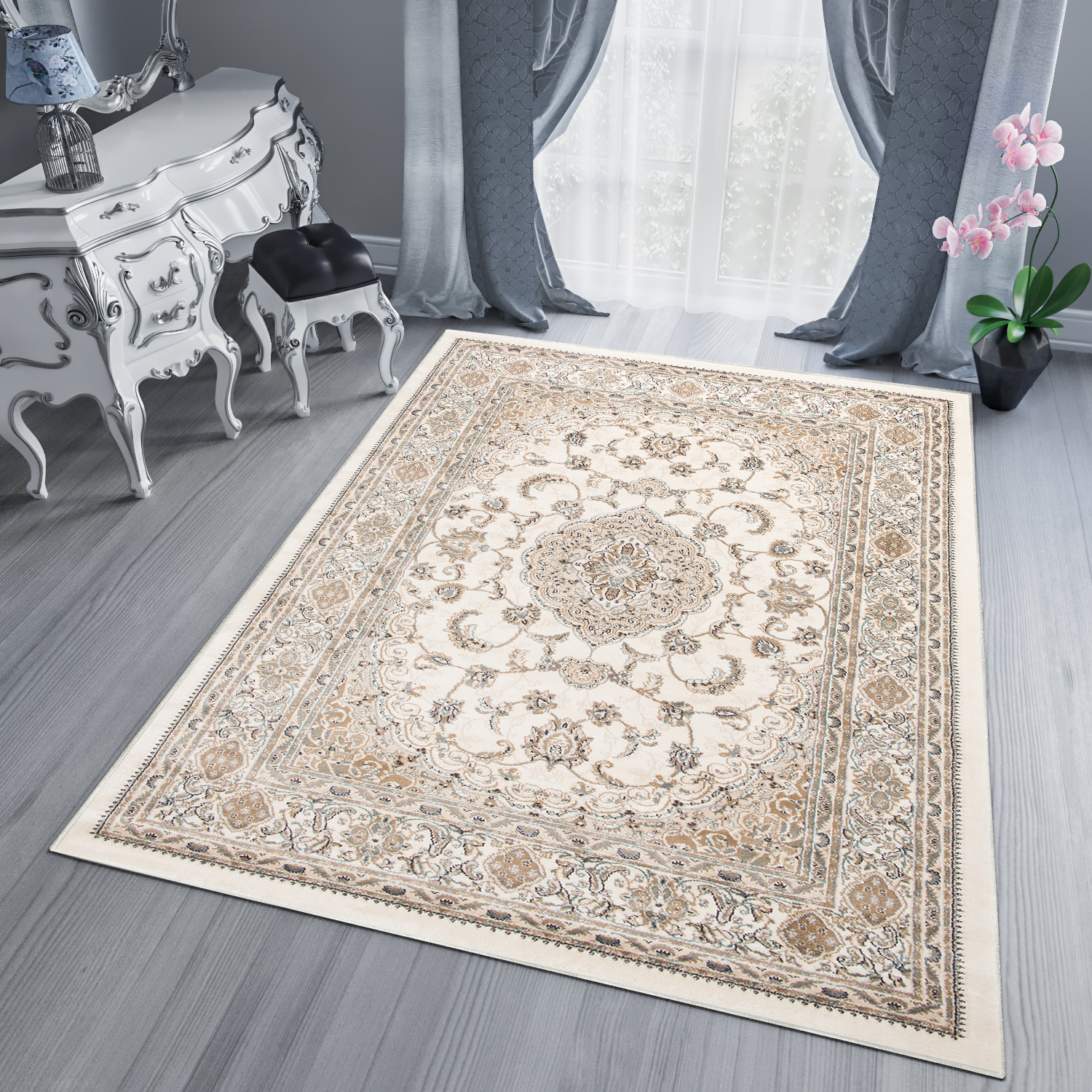 Tappeto Dubai Classico Beige Crema Floreale Orientale