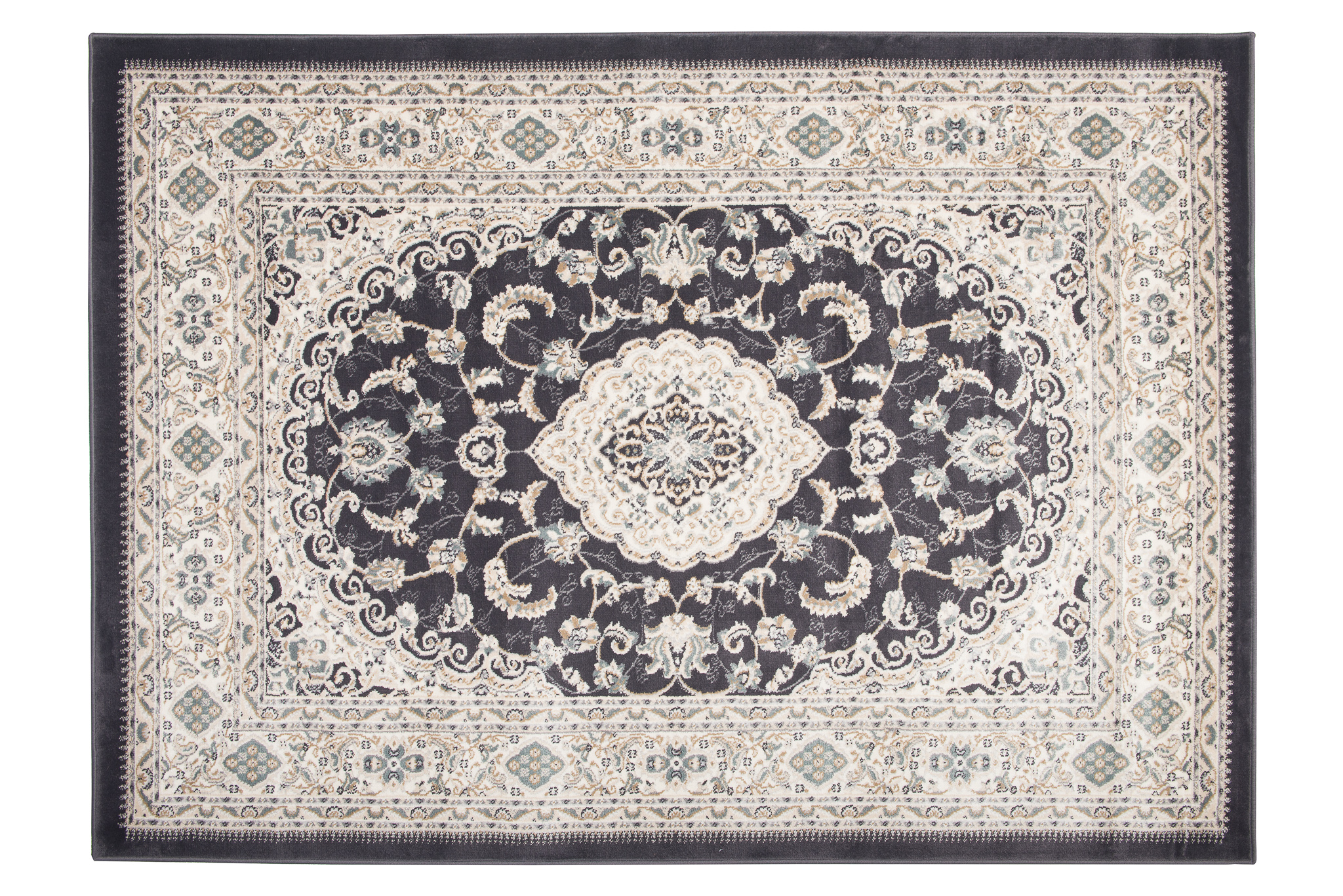 Tappeto Dubai Classico Beige Antracite Floreale Orientale