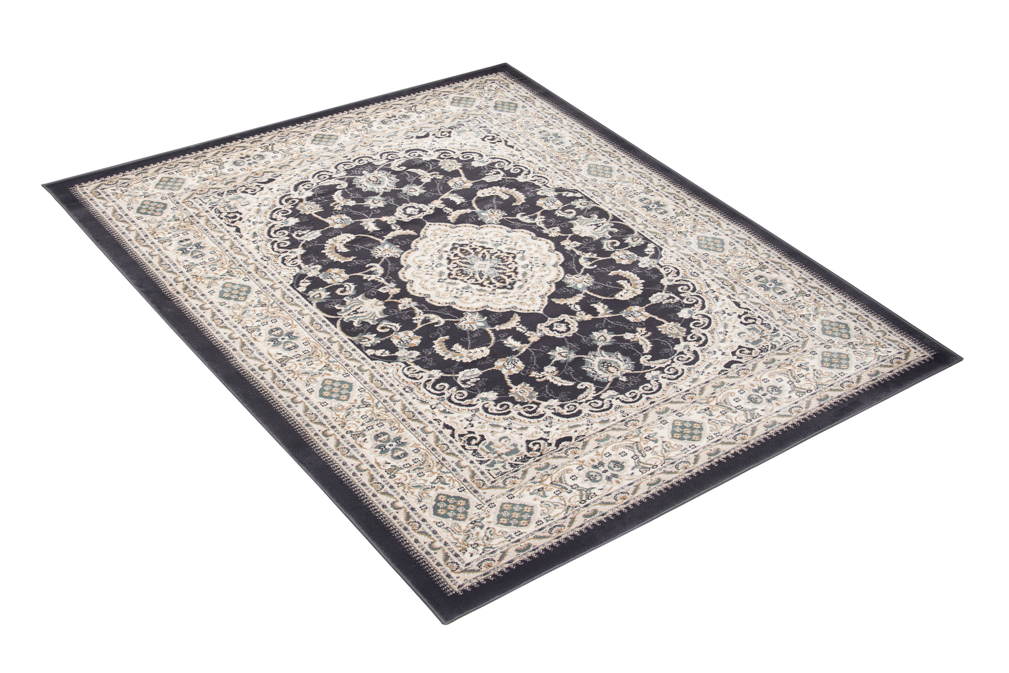 Tappeto Dubai Classico Beige Antracite Floreale Orientale