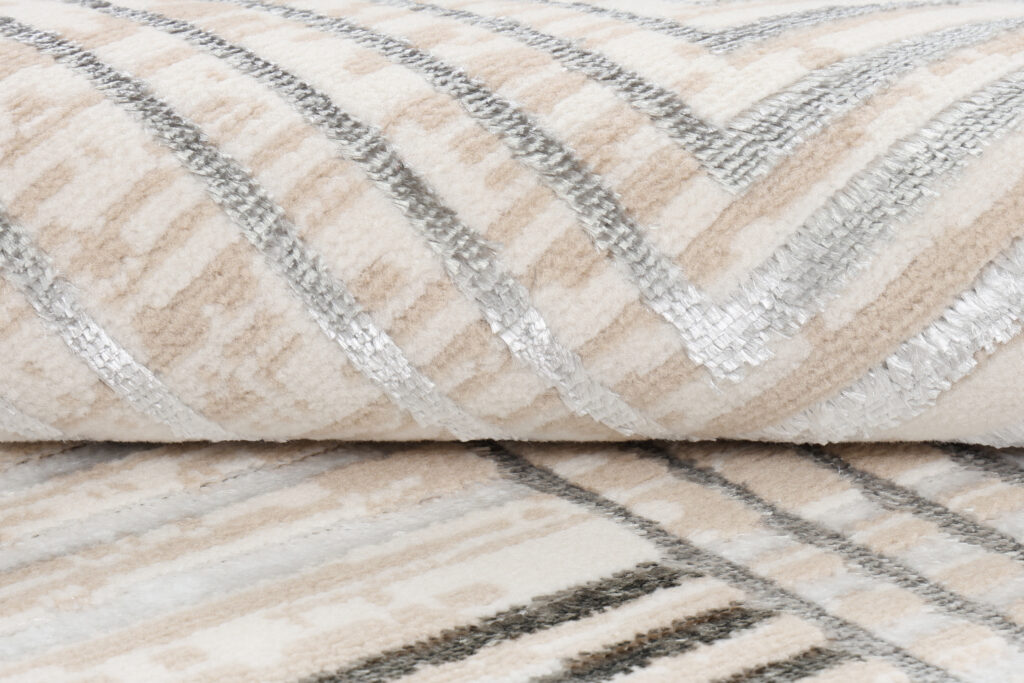 Tappeto Crystal Rotondo Grigio Beige Crema Righe